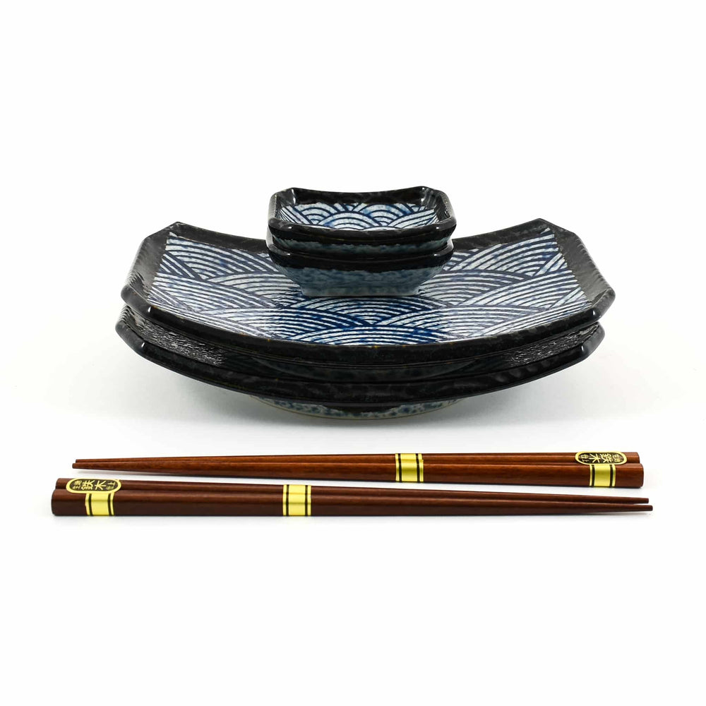 Blue Wave Sushi Serving Set