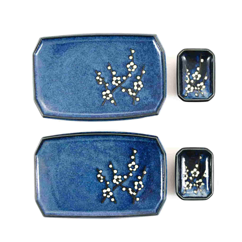 Blue Sakura Sushi Serving Set