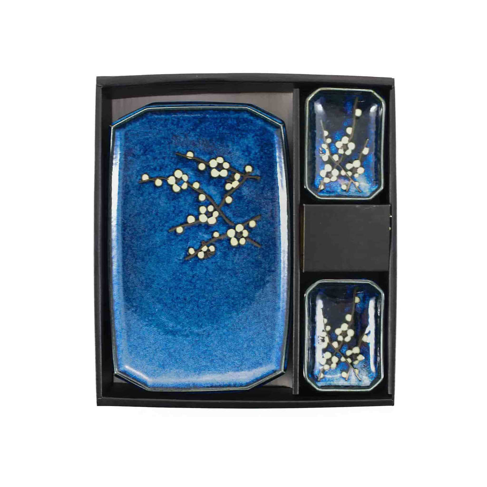 Blue Sakura Sushi Serving Set