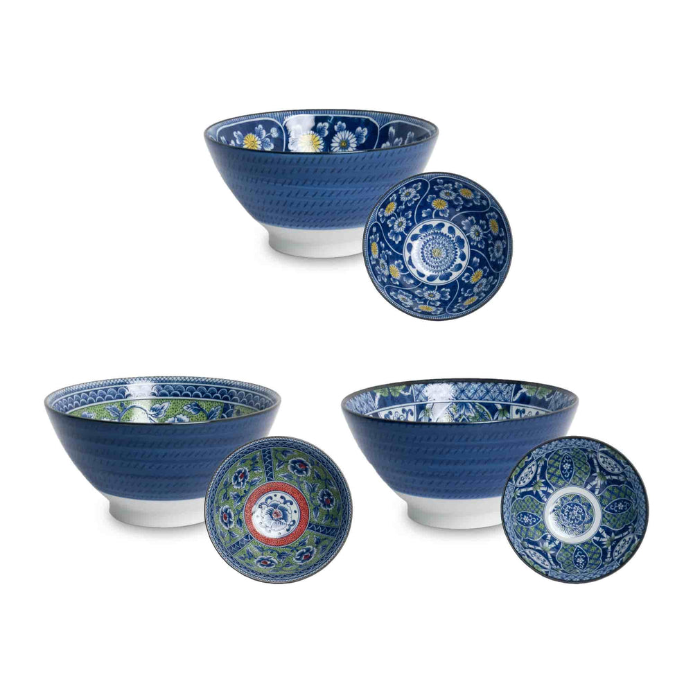 Floral Pattern Rice Bowl, Set of 3