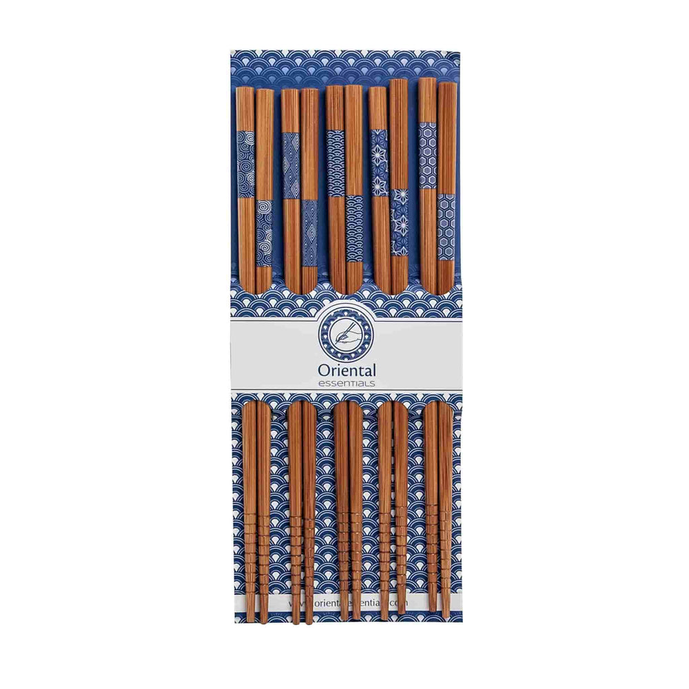 Set of 5 Blue Wooden Chopsticks Set