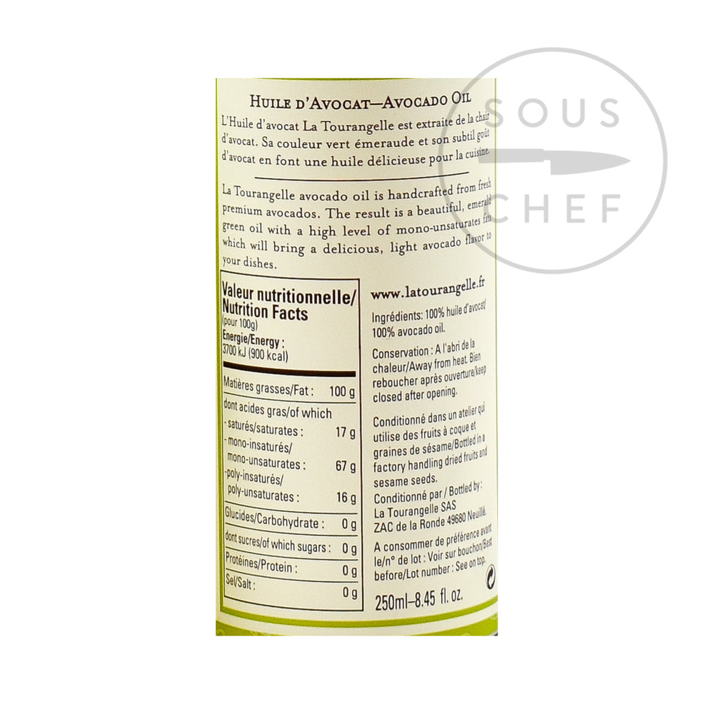 Avocado Oil 250ml nutritional information ingredients