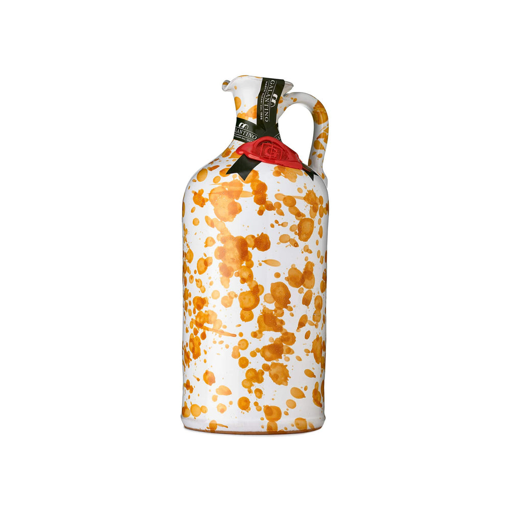 Puglian Extra Virgin Olive Oil in Yellow Splatter Ceramic Bottle 500ml