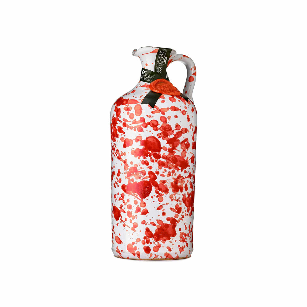 Puglian Extra Virgin Olive Oil in Red Splatter Ceramic Bottle 500ml