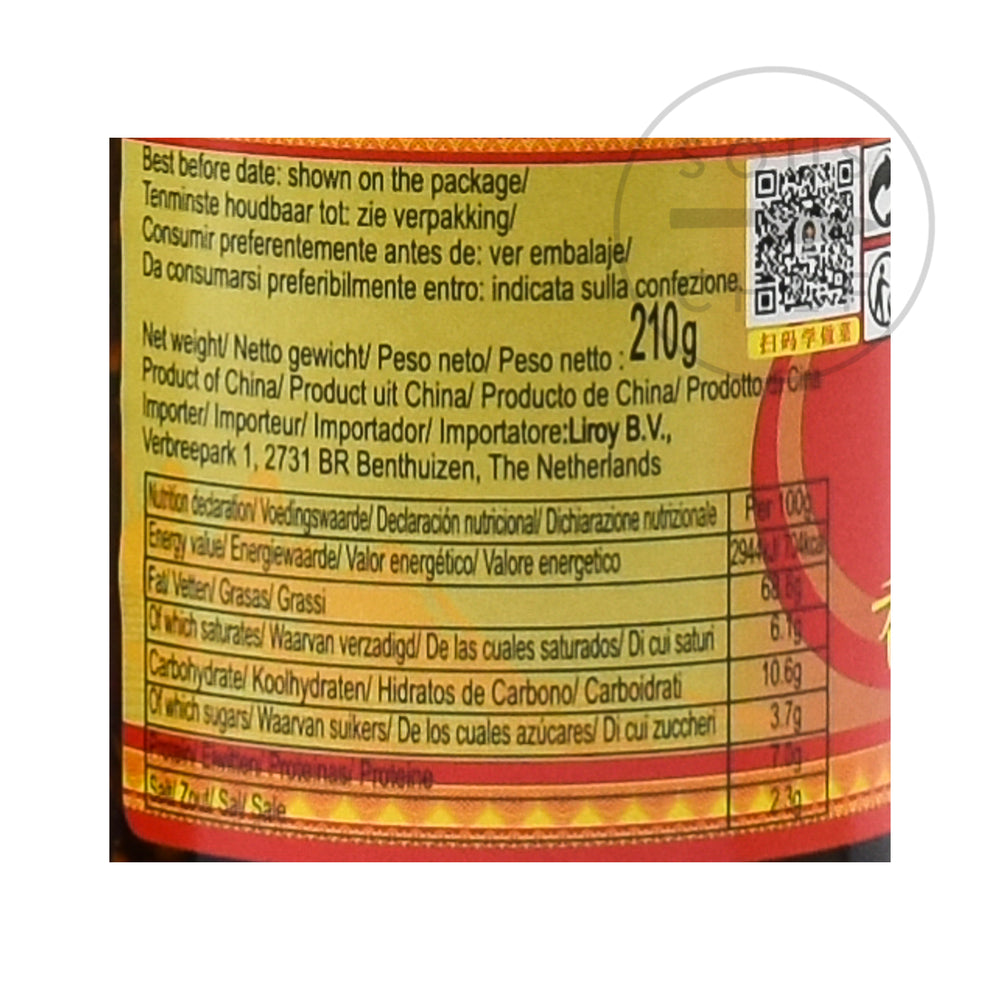 LGM Crispy Chilli in Oil 210g nutritional information