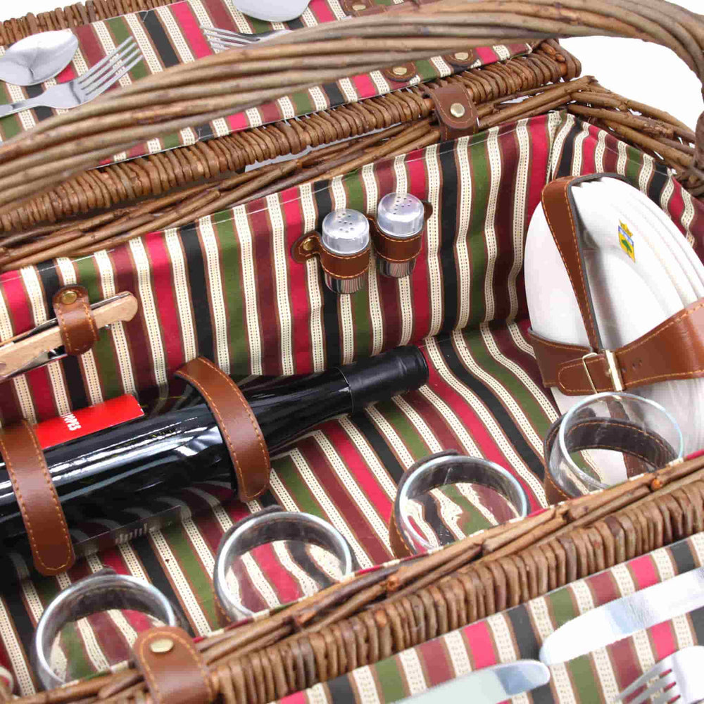 Montmarte Red Striped Picnic Hamper, 4 Person