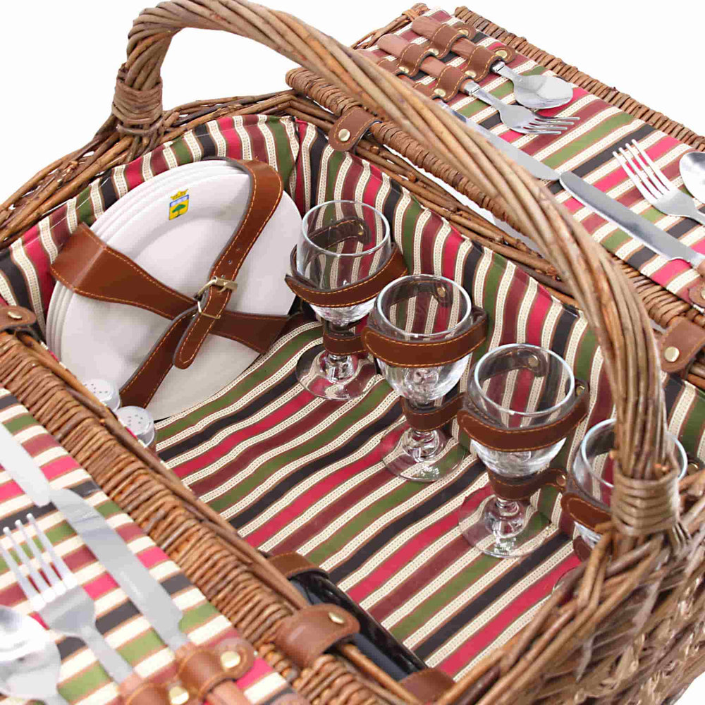 Montmarte Red Striped Picnic Hamper, 4 Person