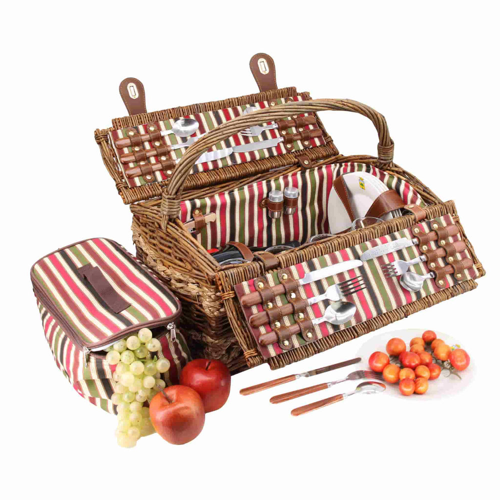 Montmarte Red Striped Picnic Hamper, 4 Person