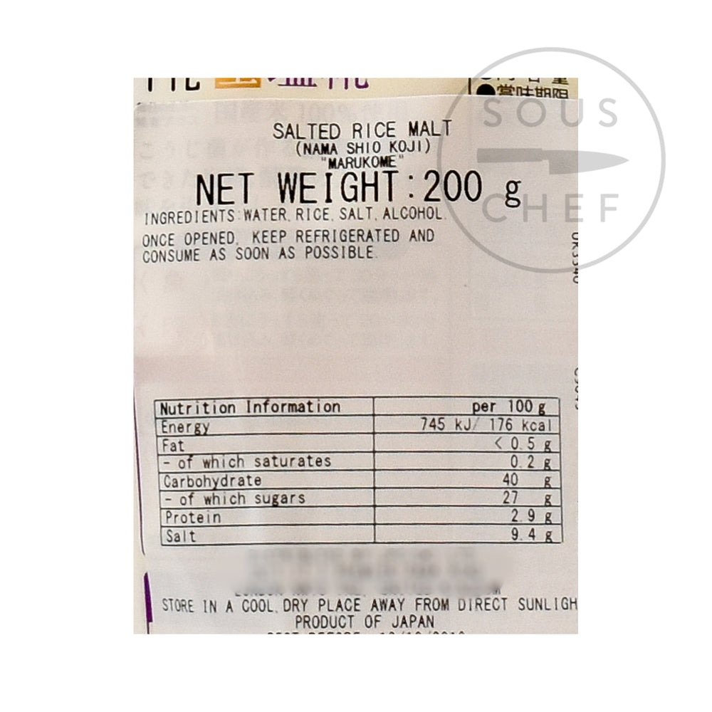 Marukome Nama Shio Koji 200g nutritional information ingredients