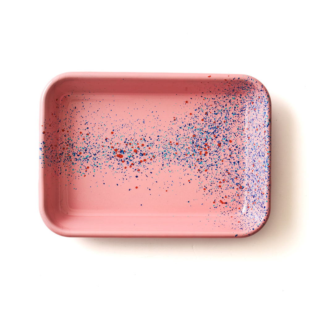 Splatter Fest Enamel Roasting and Serving Dish Pink