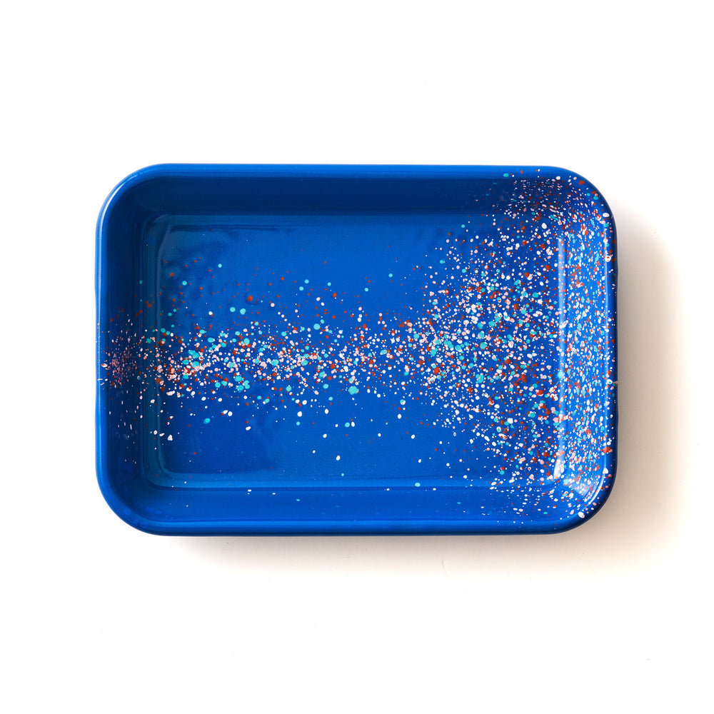 Splatter Fest Enamel Roasting and Serving Dish Cobalt Blue