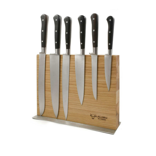 Laguiole en Aubrac Classic Knife Block of 6 Kitchen Knives, Ebony