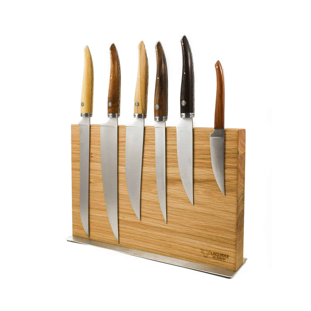 Laguiole en Aubrac Gourmet Knife Block of 6 Kitchen Knives, Mixed Woods