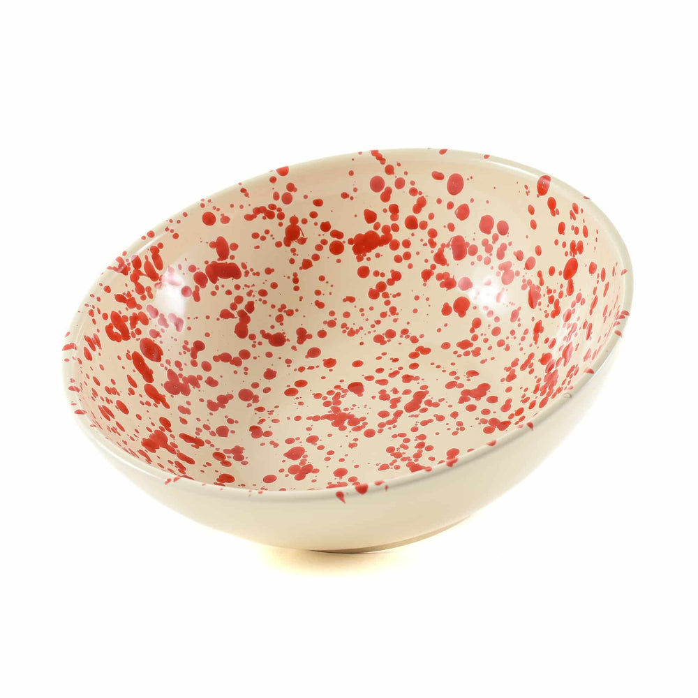 Puglia Red Splatter Large Salad Bowl 28cm angled