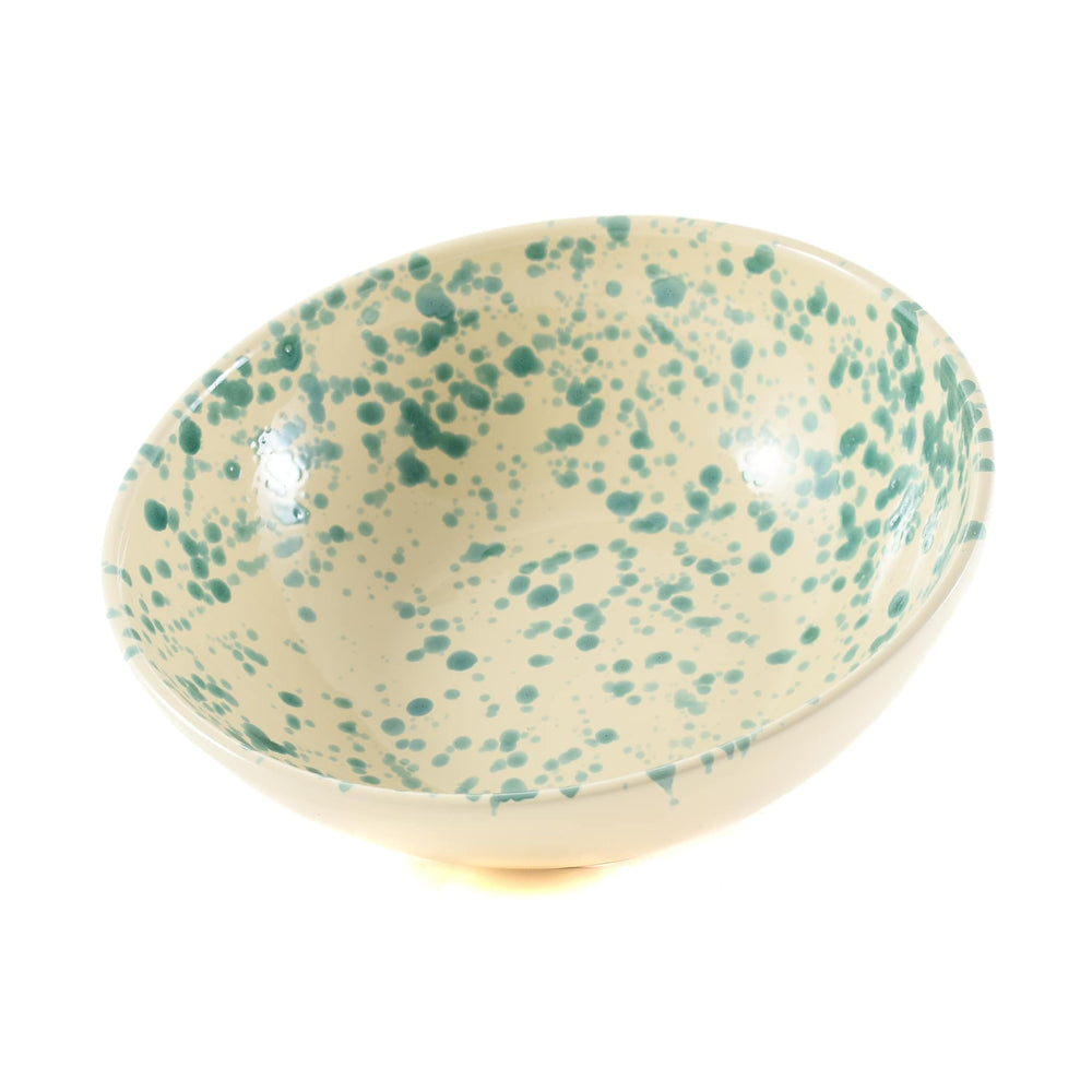 Puglia Aquamarine Splatter Large Salad Bowl 28cm angled