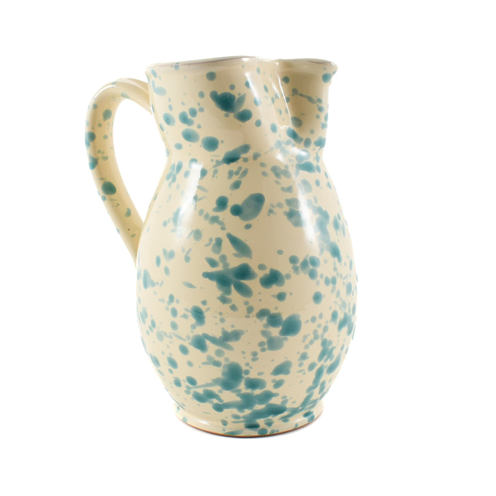 Puglia Aquamarine Splatter Ceramic Pitcher side 