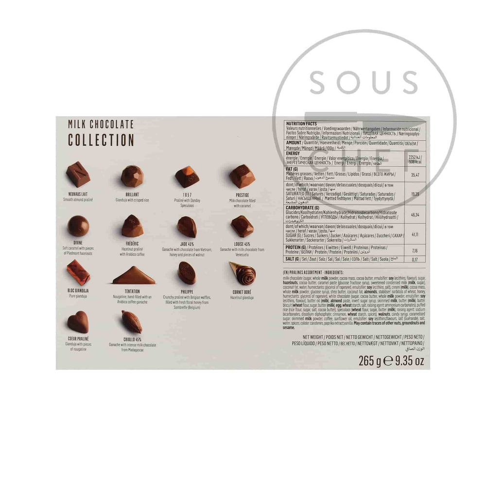 Neuhaus Milk Belgian Chocolate Selection 265g back of pack