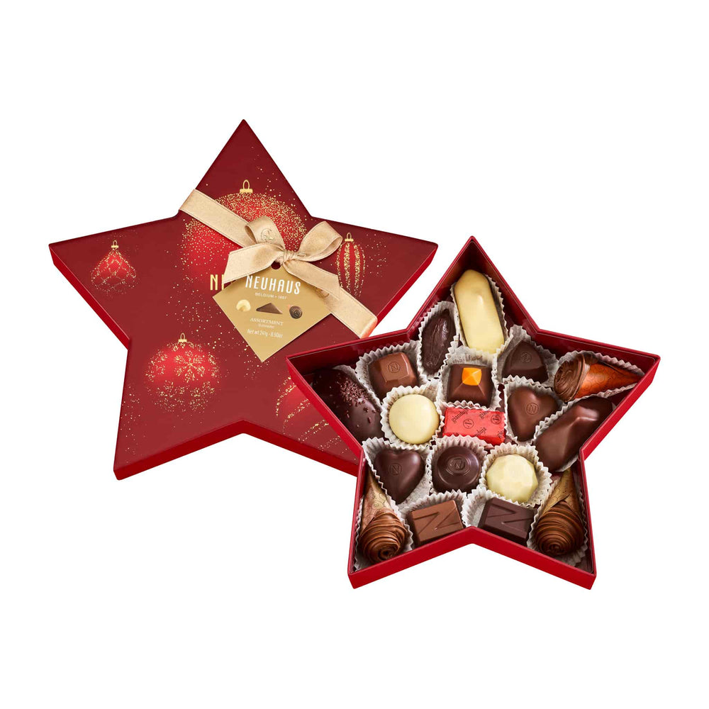 Neuhaus Belgian Chocolates Christmas Star Box - 18 Pieces box open