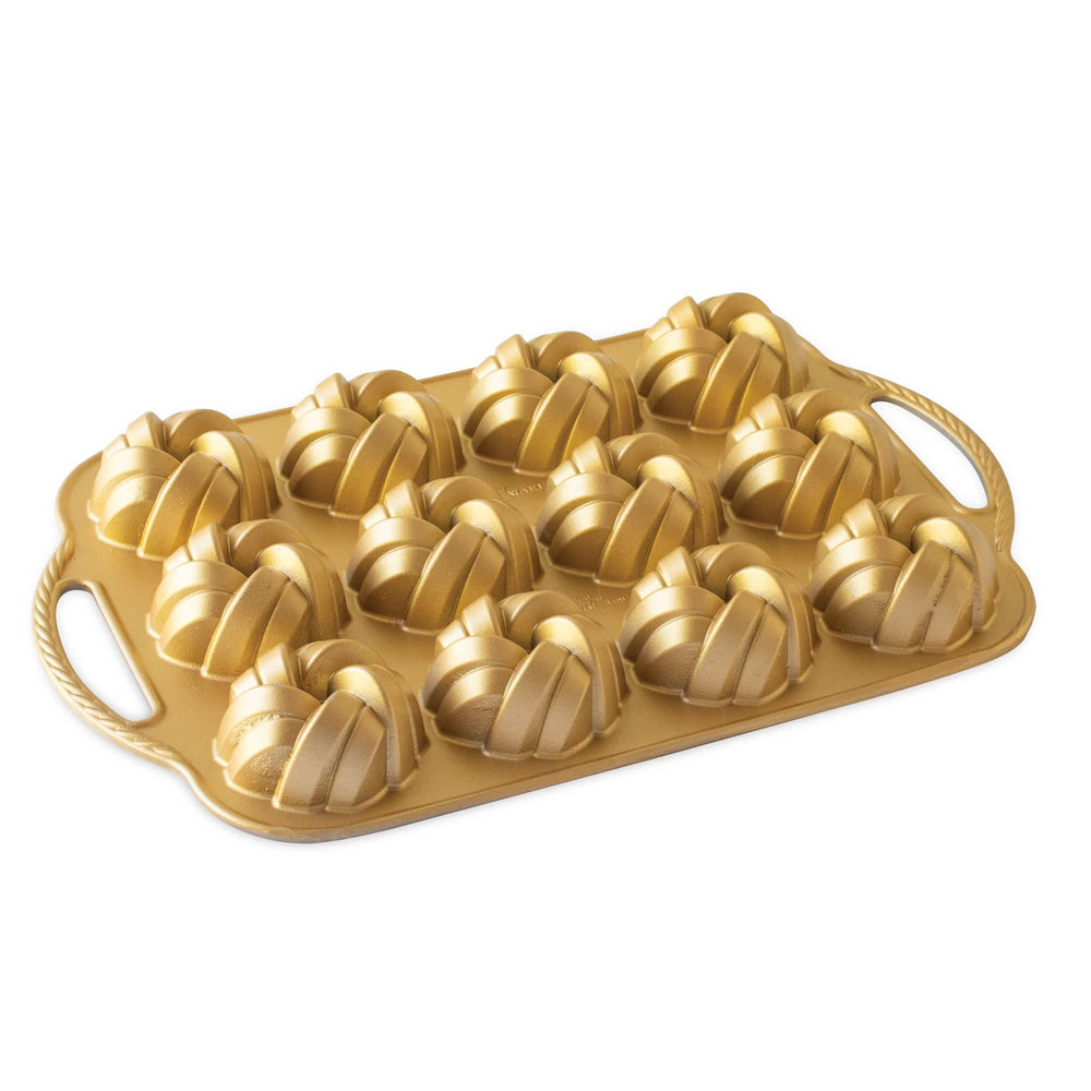 NordicWare Gold Braided Mini Bundt Pan top side