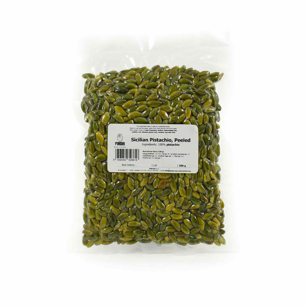 Pariani Sicilian Pistachio Peeled 500g packaging