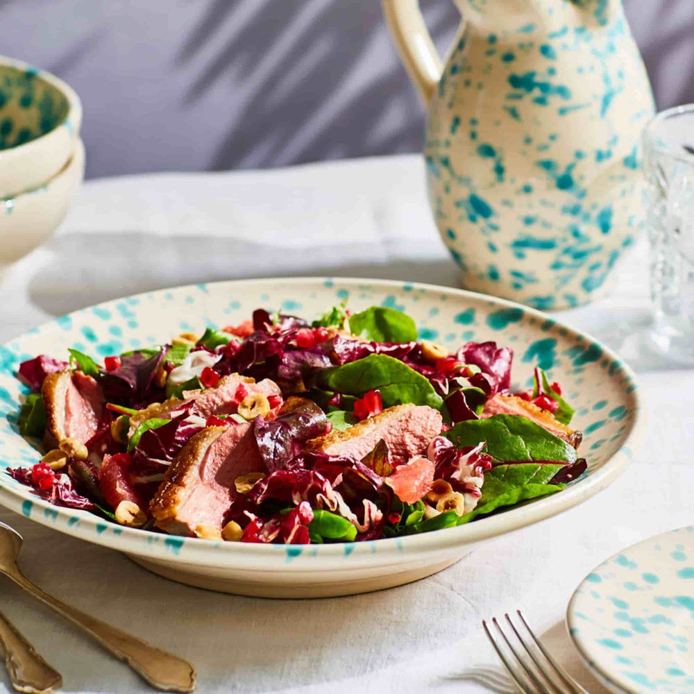 Puglia Aquamarine Splatter Pasta Bowl, 29cm