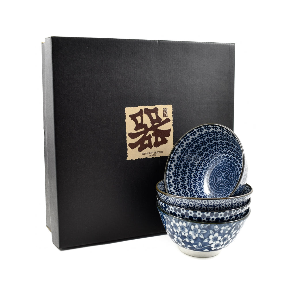 Kiji Stoneware & Ceramics Blue & White Rice Bowl Boxed Gift Set Tableware Japanese Tableware Japanese Food