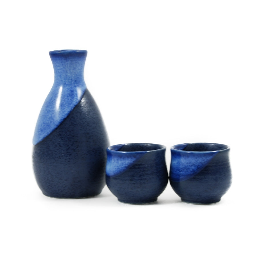 Kiji Stoneware & Ceramics Blue Sake Set Tableware Japanese Tableware Japanese Food