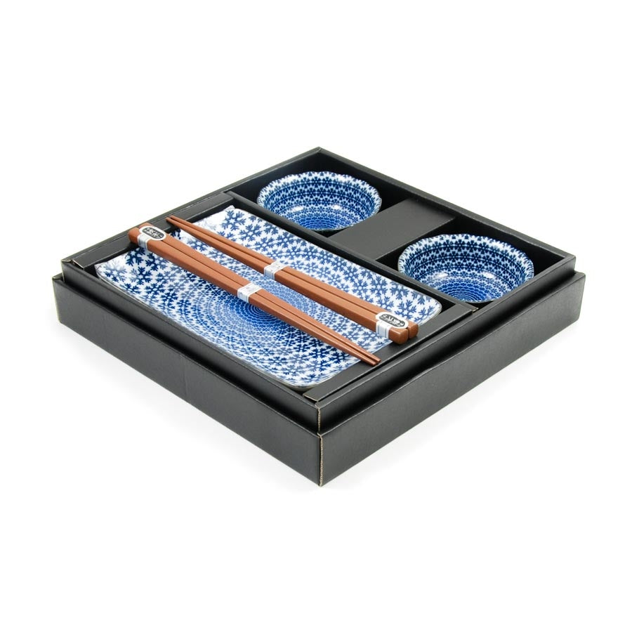 Kiji Stoneware & Ceramics Blue Star Sushi Serving Set Tableware Japanese Tableware Japanese Food