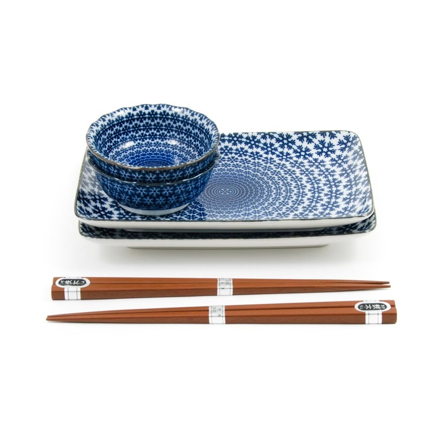 Kiji Stoneware & Ceramics Blue Star Sushi Serving Set Tableware Japanese Tableware Japanese Food