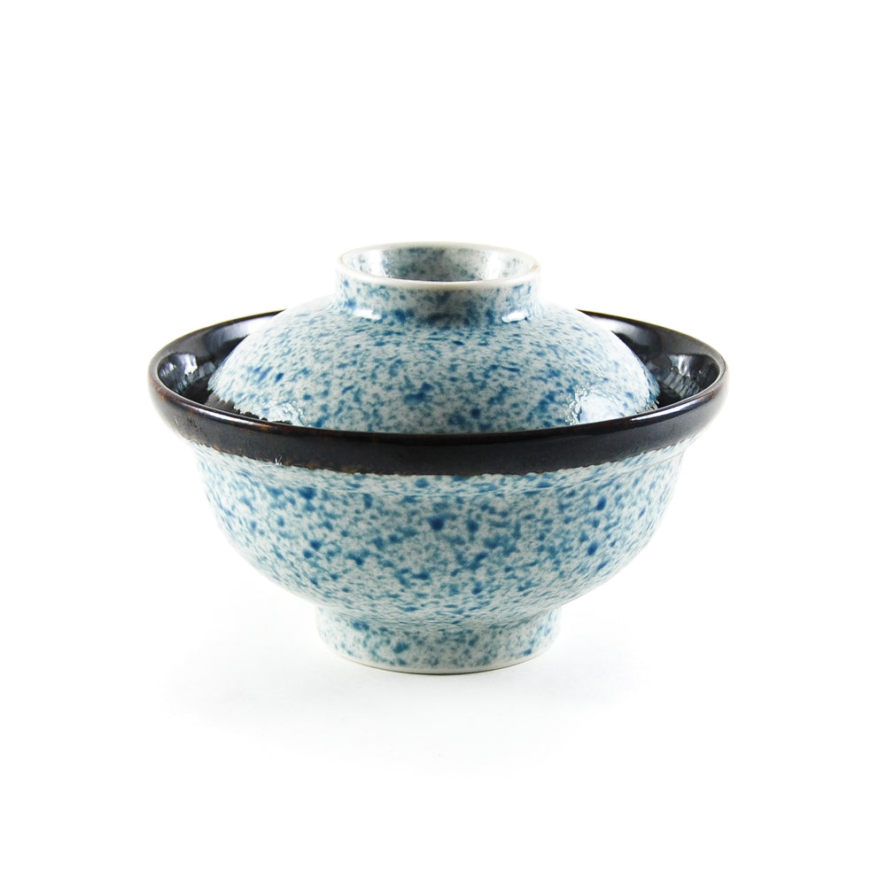 Kiji Stoneware & Ceramics Blue Wave Covered Bowl Tableware Japanese Tableware