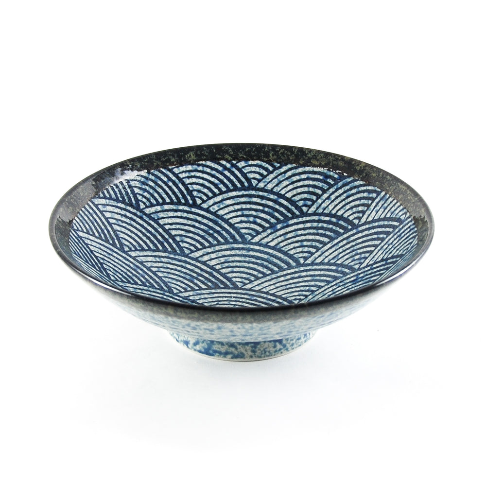 Kiji Stoneware & Ceramics Blue Wave Large Shallow Bowl Tableware Japanese Tableware