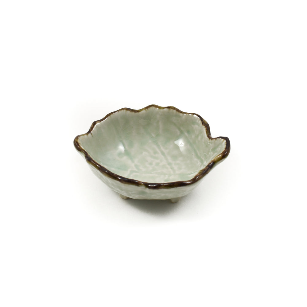 Kiji Stoneware & Ceramics Cream & Pale Green Leaf Dish Tableware Japanese Tableware Japanese Food