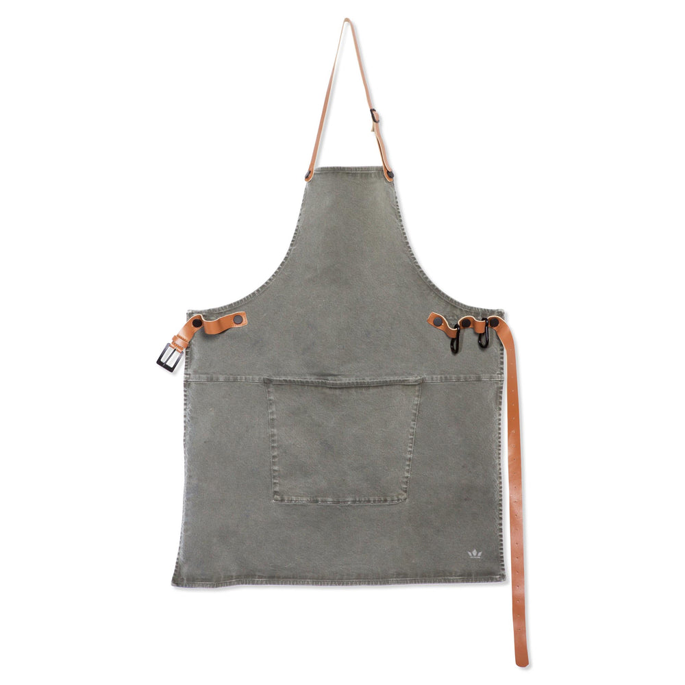 Dutchdeluxes Canvas BBQ Apron in Grey-Green Cookware Kitchen Clothing