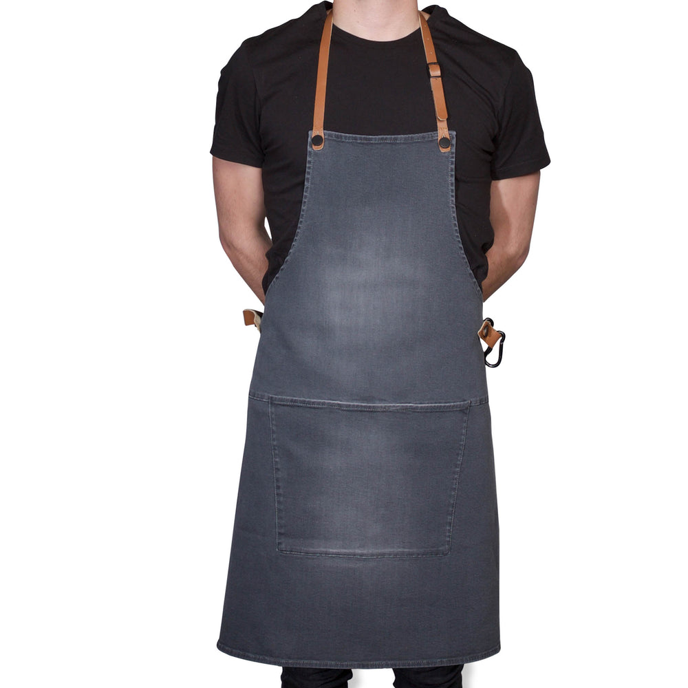 Dutchdeluxes Canvas BBQ Apron in Washed Grey Cookware Kitchen Clothing