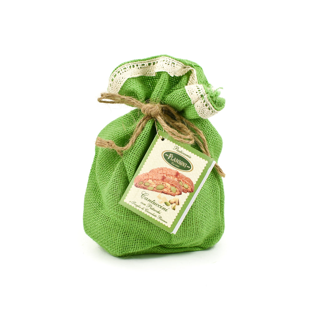 Flamigni White Chocolate & Pistachio Cantuccini Gift Bag 200g Ingredients Chocolate Bars & Confectionery Italian Food