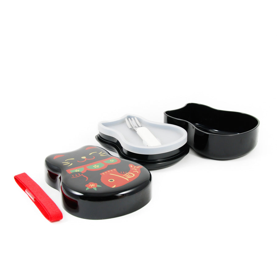 Hakoya Maruko Black Cat 2-Tier Bento Box 520ml Cookware Japanese Food