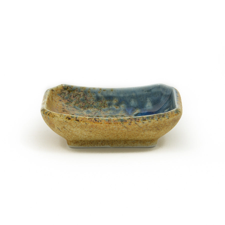 Chouseki Blue Gold Sauce Dish 9cm x 6.5cm x 2.5cm high