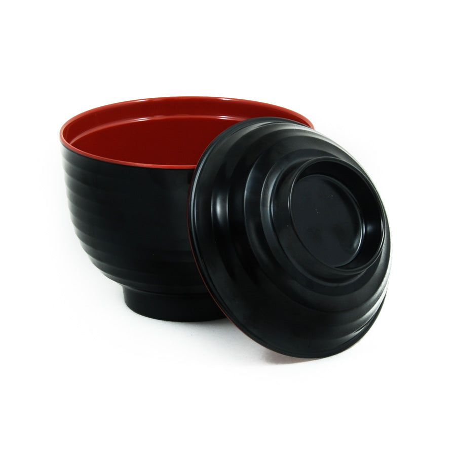 R&B Melamine Red & Black Miso Soup Bowl Tableware Outdoor Tableware Chinese Food