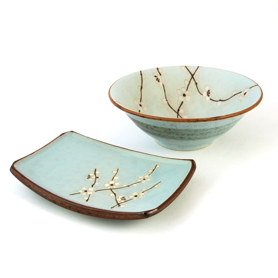 Kiji Stoneware & Ceramics Sakura Blossom Side Plate 19cm x 13cm Tableware Japanese Tableware Japanese Food