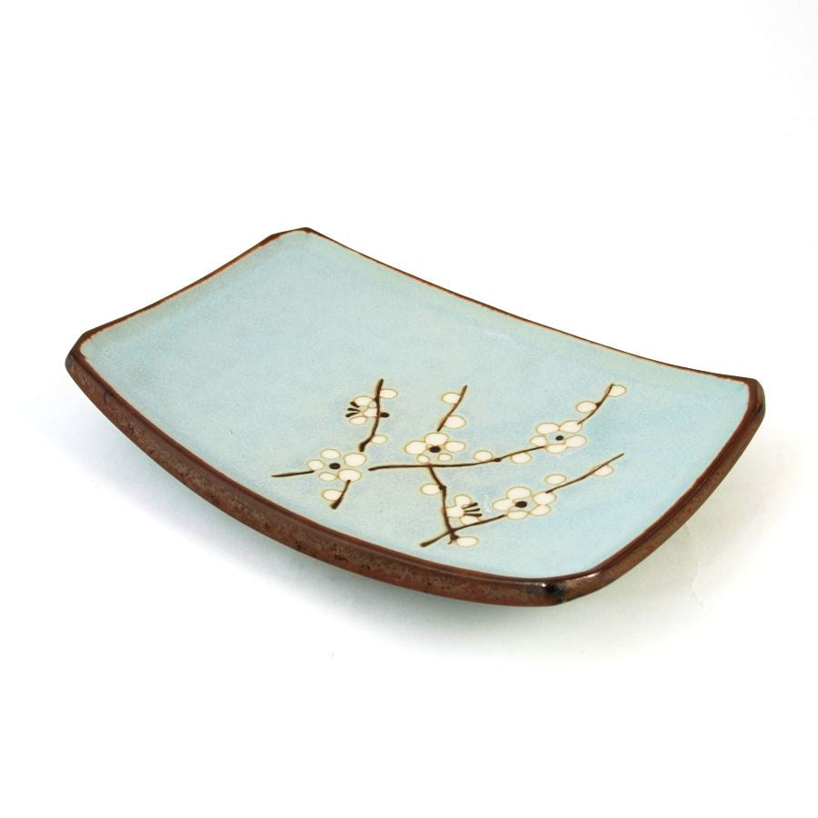 Kiji Stoneware & Ceramics Sakura Blossom Side Plate 19cm x 13cm Tableware Japanese Tableware Japanese Food