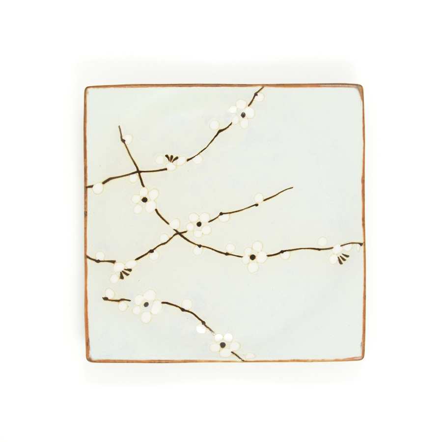 Kiji Stoneware & Ceramics Sakura Blossom Square Plate Tableware Japanese Tableware Chinese Food